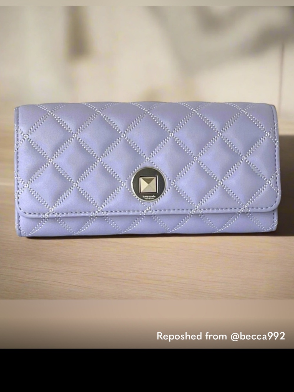 kate spade Lavender Quilted Tote with Adjustable Strap and wallet - Picture 9 of 12